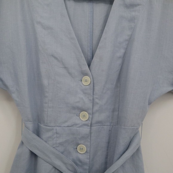 Olivaceous Linen Day Dress Womens S‎ Blue Bohemian Coastal Grandma Cottagecore - Picture 11 of 16